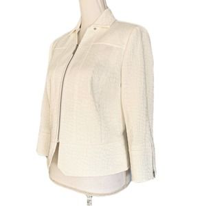 ETCETERA Ivory Animal Textured "Caspian" Zippered Moto Jacket size 8 NWT